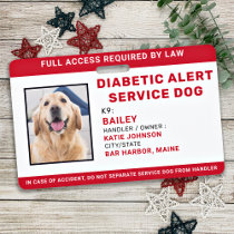 Personalized Diabetic Alert Service Dog Photo ID Badge