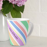 Personalized Diagonal Stripe Pastel Multi Color Latte Mug<br><div class="desc">Personalize your coffee mug with your name or your choice of words. The design features multi color diagonal stripes in pastel shades of peach, green, pink, blue, purple, yellow and white. Please browse my store if you would like this design on a different product - or message me for assistance....</div>
