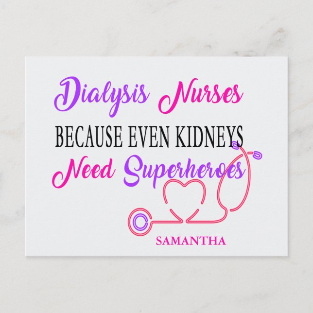 Personalized Dialysis nurse with quotes Holiday Postcard (Front)
