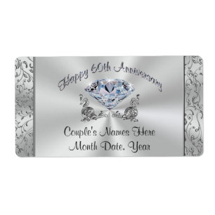 Personalized Diamond 60th Anniversary Party Labels