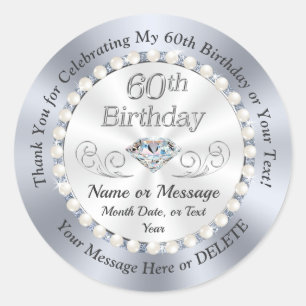 Personalized Diamond, 60th Birthday Stickers