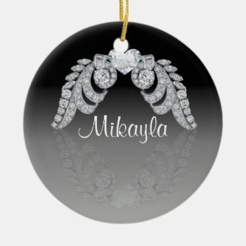 Personalized Diamond Angel Wings Ceramic Ornament by K2Pphotography at Zazzle