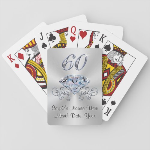 Personalized Diamond Anniversary Party Favors Playing Cards