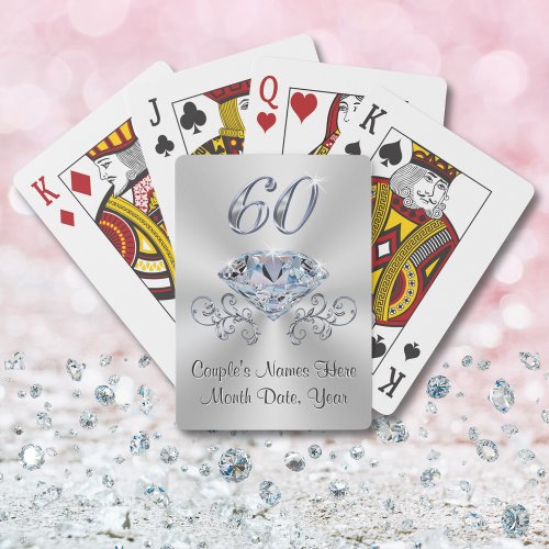 Personalized Diamond Anniversary Party Favors Playing Cards