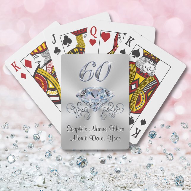 Personalized Diamond Anniversary Party Favors Poker Cards (Cheap 60th anniversary gifts. Personalize, 60th wedding anniversary favor ideas. 60 year anniversary)