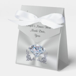 Personalized Diamond Favor Boxes, Your Names, Date Favor Boxes