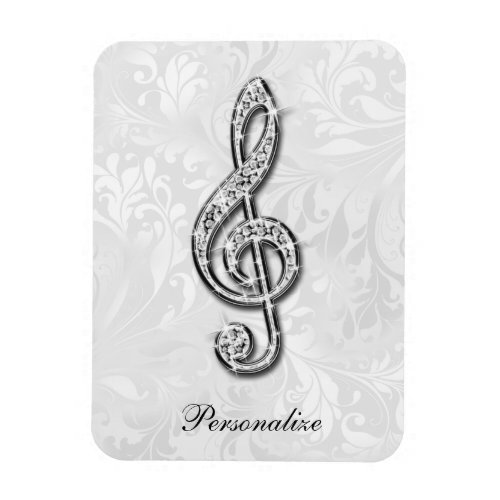 Personalized Diamond Music Note Floral Damask Magnet