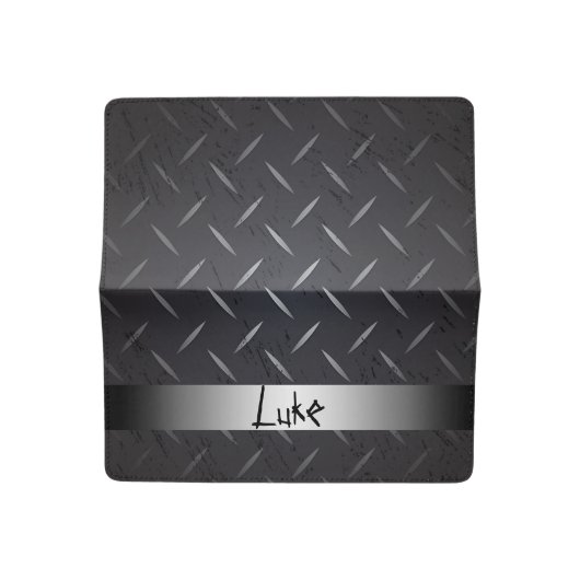 Personalized Diamond Plate Checkbook Cover (Open)