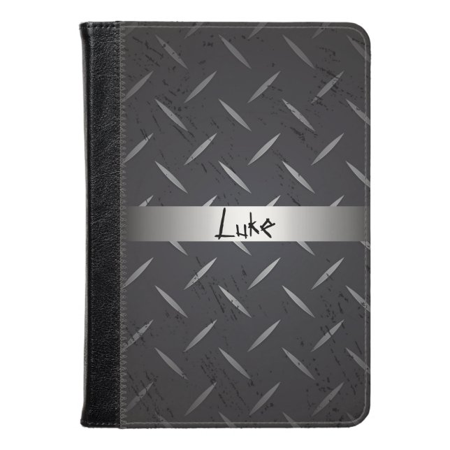 Personalized Diamond Plate Kindle Case (Front Closed)