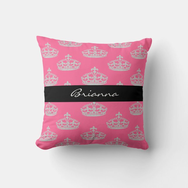 Personalized Diamond Princess Crown Throw Pillow (Front)