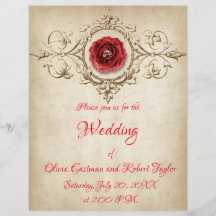 Personalized diamond ring and red rose Invitation