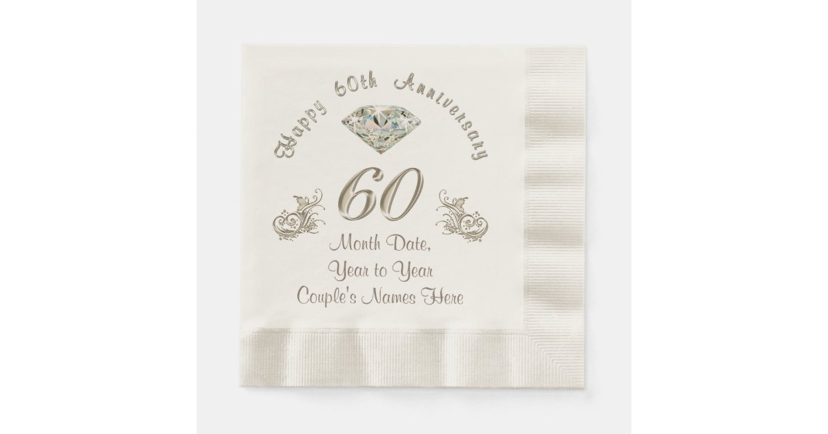 Personalized Diamond Wedding Anniversary Napkins Zazzle