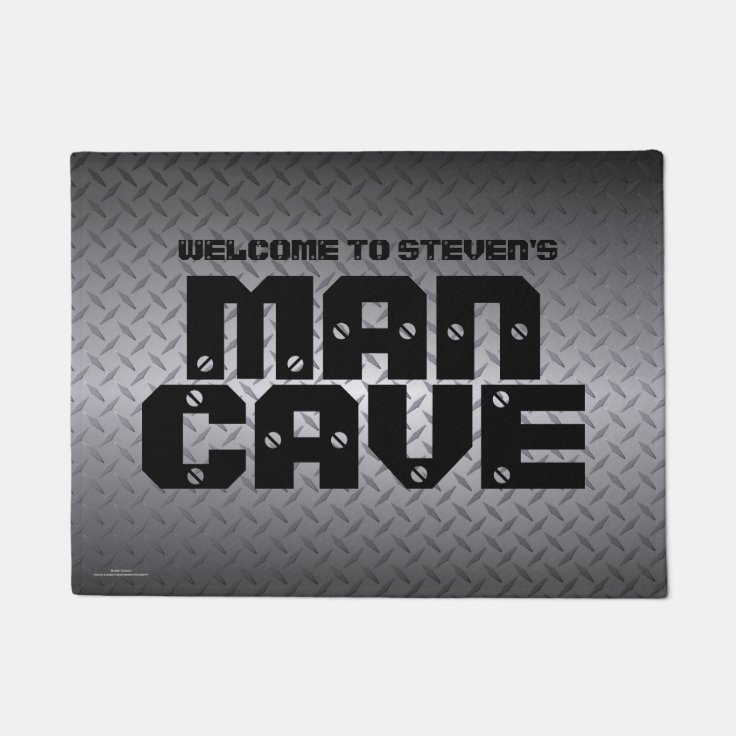 Personalized Diamondplate Pattern Man Cave Doormat Zazzle