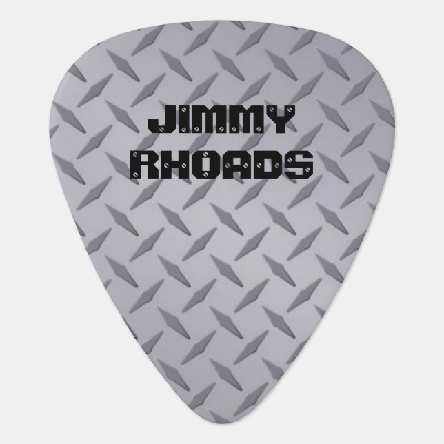 Personalized Diamondplate Steel Look Guitar Picks (Front)