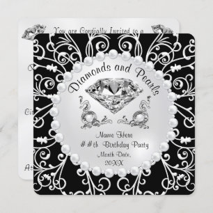 Personalized Diamonds and Pearls Invitations