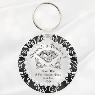Personalized Diamonds and Pearls Party Favors Keychain
