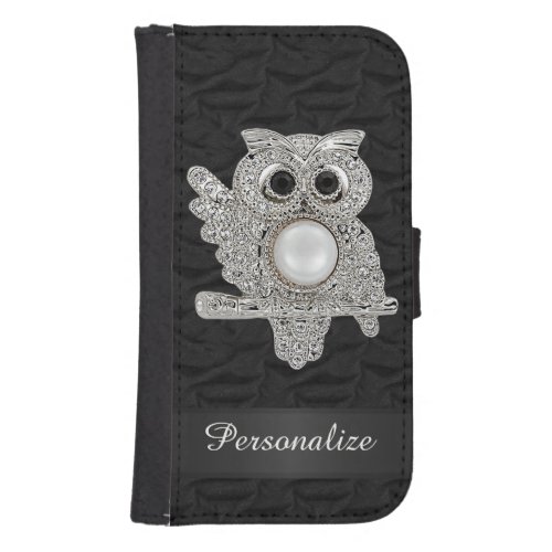 Personalized Diamonds Owl  Ruffled Silk Image Wallet Phone Case For Samsung Galaxy S4