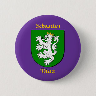 Personalized Diaz Historical Shield Button