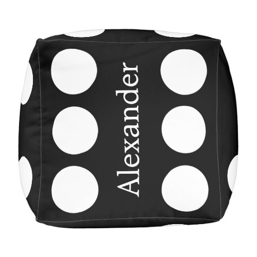 Personalized Dice Black  pouf footstool