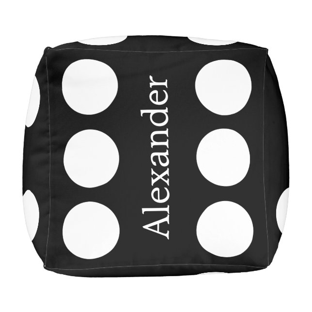 Personalized Dice Black  pouf footstool (Top)