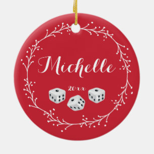 Personalized Dice Ceramic Ornament