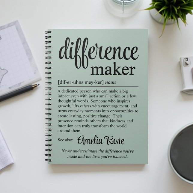 Personalized Difference Maker Definition Gift Notebook (Creator Uploaded)