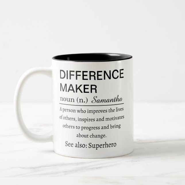 Personalized Difference Maker Definition Two-Tone Coffee Mug (Left)