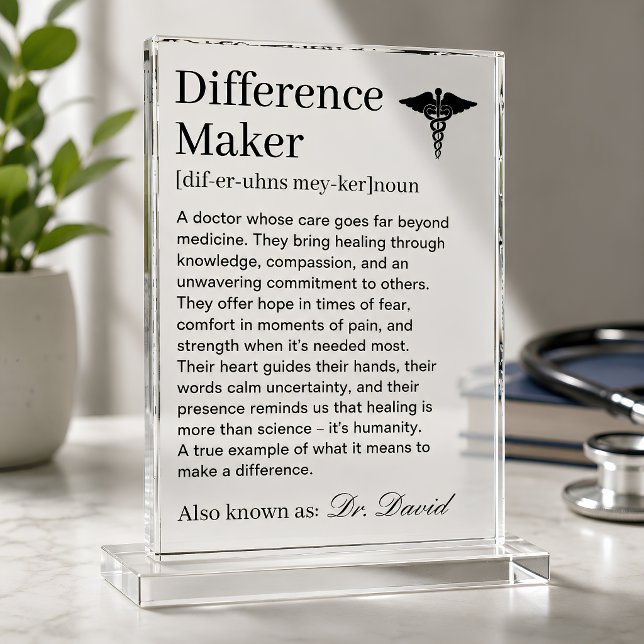 Personalized Difference Maker Doctor Definition Acrylic Award (Creator Uploaded)