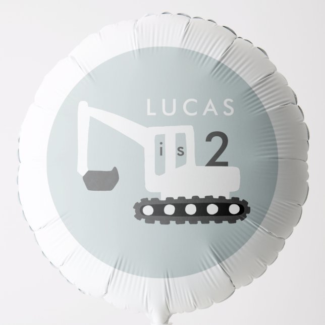 Personalized Digger Construction Party Balloon (Front)