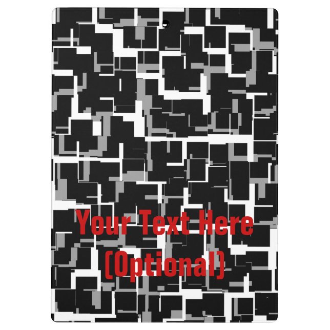 Personalized Digital Camo Black White Grey Pattern Clipboard (Back)