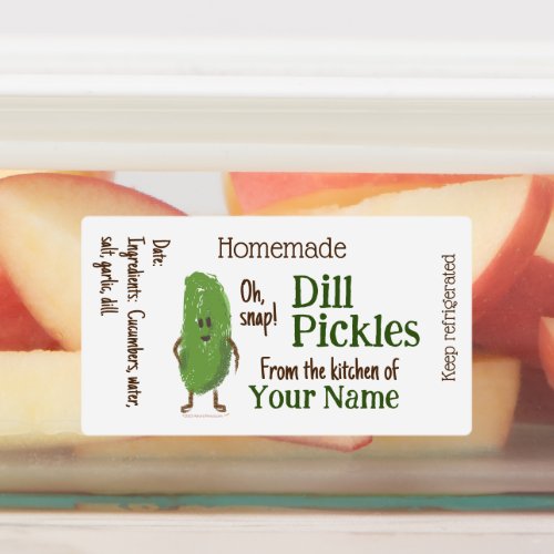 Personalized Dill Pickles Funny Cucumber Homemade Labels