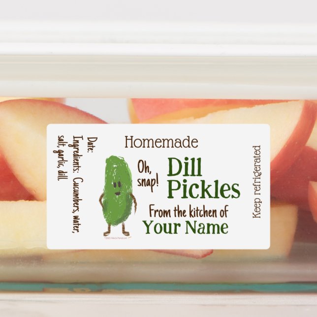 Personalized Dill Pickles Funny Cucumber Homemade Labels (Affixed)