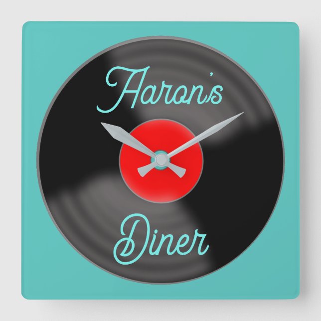 Personalized Diner Record Clock (Front)