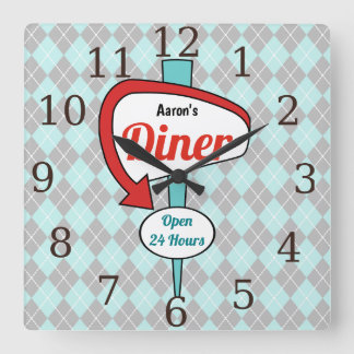 Personalized Diner Sign Kitchen Clock Gift
