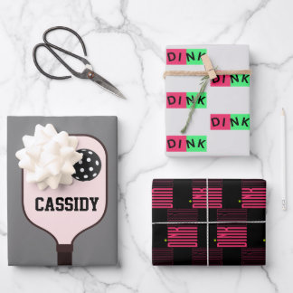 Personalized dink pink pickleball wrapping paper