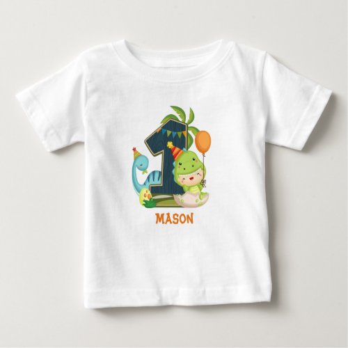 Personalized Dino 1st Birthday Tshirt