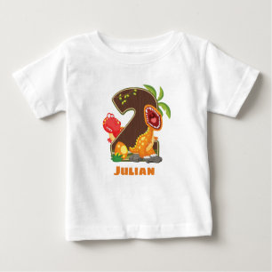 Personalized Dino 2nd Birthday Tshirt