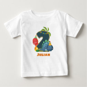 Personalized Dino 2nd Birthday Tshirt