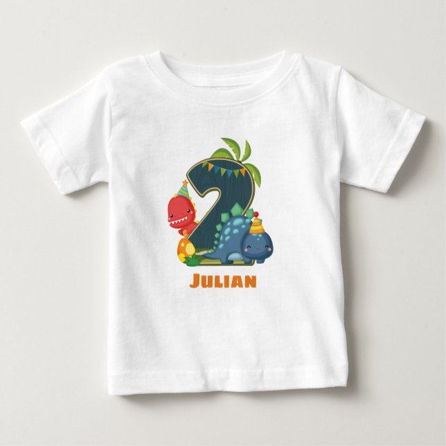 Personalized Dino 2nd Birthday Tshirt (Front)