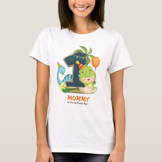 Personalized Dino Birthday Tshirt for Mommy (Front)