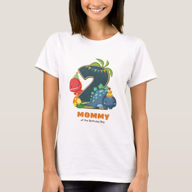 Personalized Dino Birthday Tshirt for Mommy (Front)