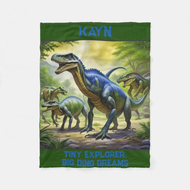 Personalized Dino Jungle Adventure Blanket (Front)