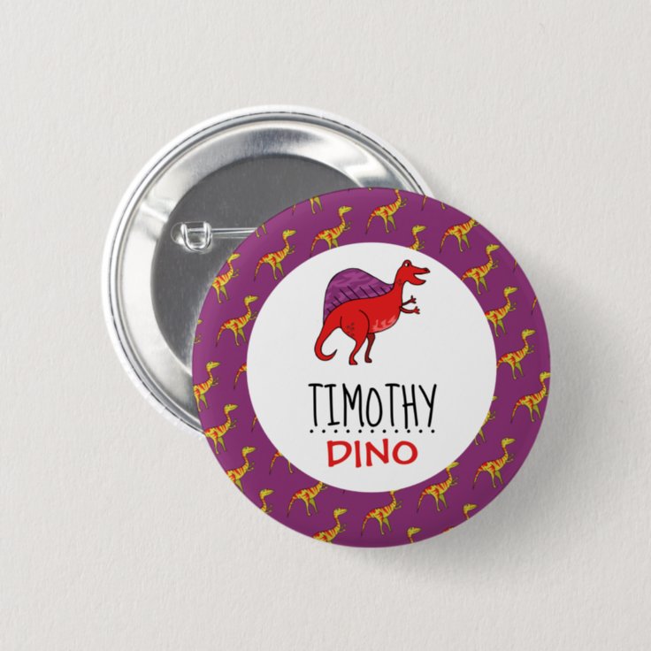 Personalized Dino Name, Dinosaur 6 Cm Round Badge Button | Zazzle