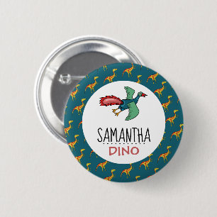 Personalized Dino Name, Dinosaur 6 Cm Round Badge Button