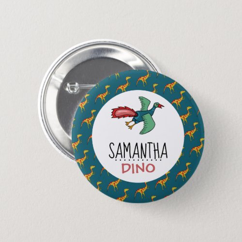 Personalized Dino Name Dinosaur 6 Cm Round Badge Button
