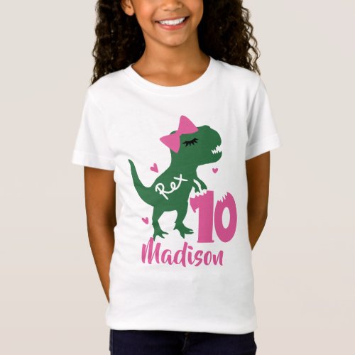 Personalized Dinosaur 10th Birthday Girl T_Shirt