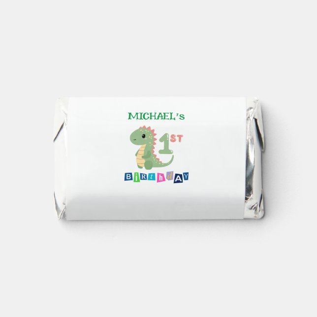 Personalized Dinosaur 1st Birthday Hershey's Miniatures (Front)