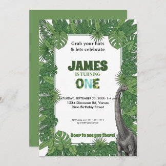 Personalized Dinosaur 1st Birthday Invitations