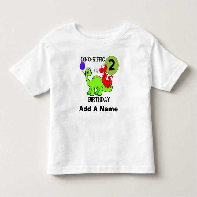 Personalized Dinosaur 2nd Birthday Tshirt (Front)