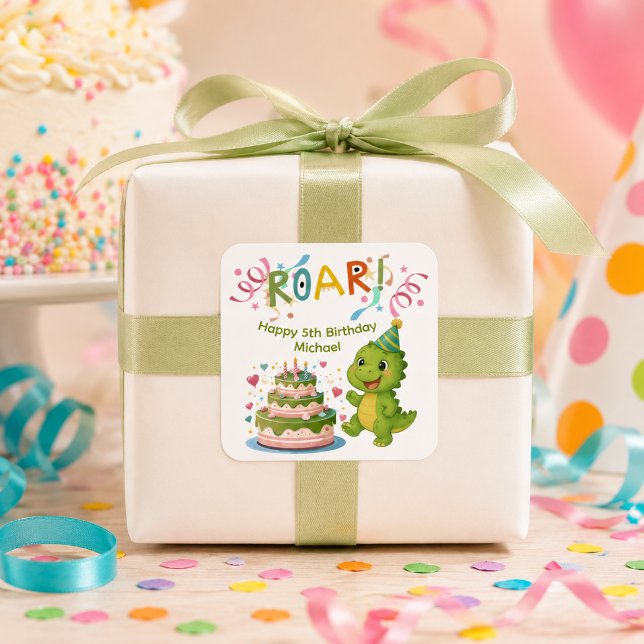 Personalized Dinosaur 5th Birthday Sticker (Creator Uploaded)